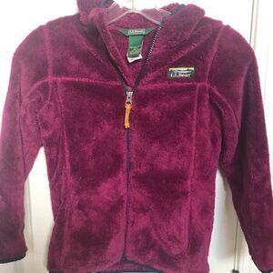 LL Bean Kids Full Zip Hooded Fleece Jacket, Size L (6X-7), Purple, Excellent Con